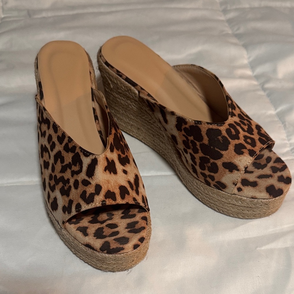 Leopard Print Wedge Sandals